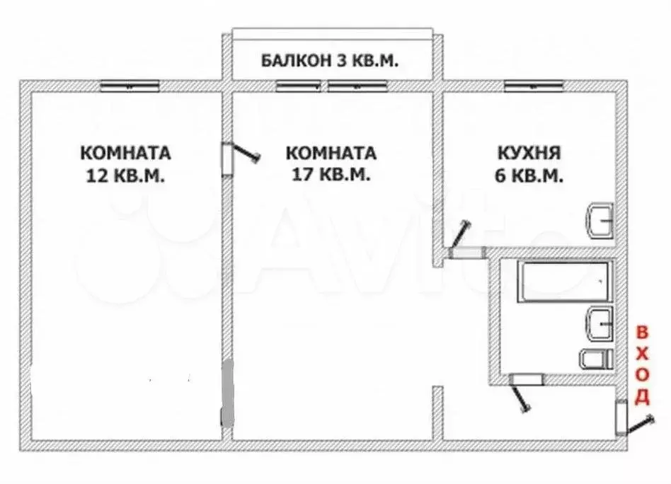 2-к. квартира, 45,9 м, 5/5 эт. - Фото 0