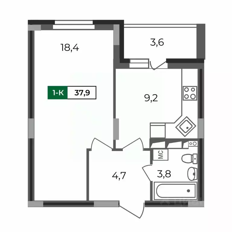 1-к кв. Владимирская область, Владимир бул. Сталинградский, 5 (37.9 м) - Фото 0