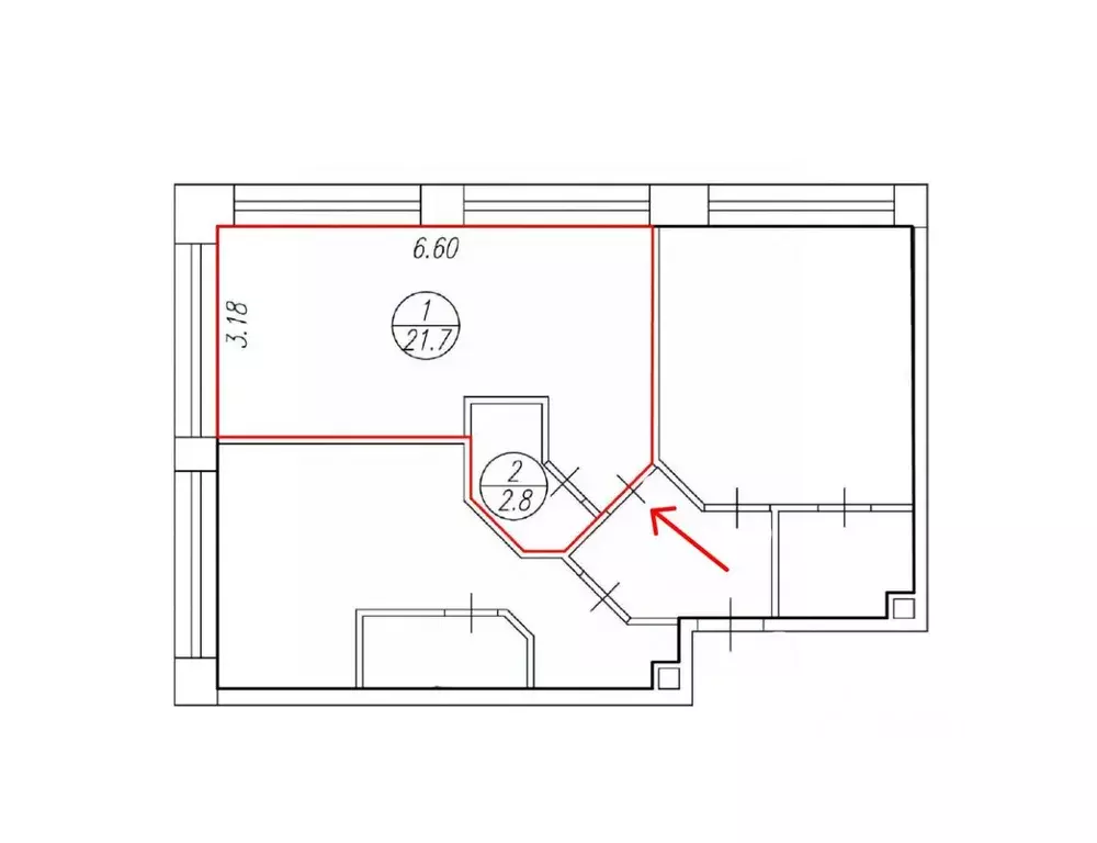 Студия Москва ул. Корабельная, 9 (24.5 м) - Фото 2