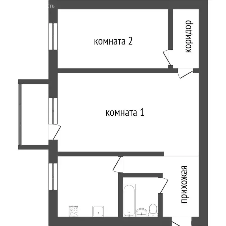 2-комнатная квартира: Улан-Удэ, микрорайон Сокол, 1 (45.3 м) - Фото 0