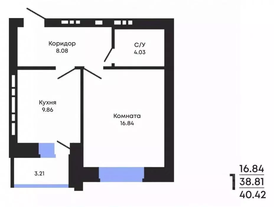 1-к кв. Воронежская область, Воронеж ул. Курчатова, 26Б (40.42 м) - Фото 0