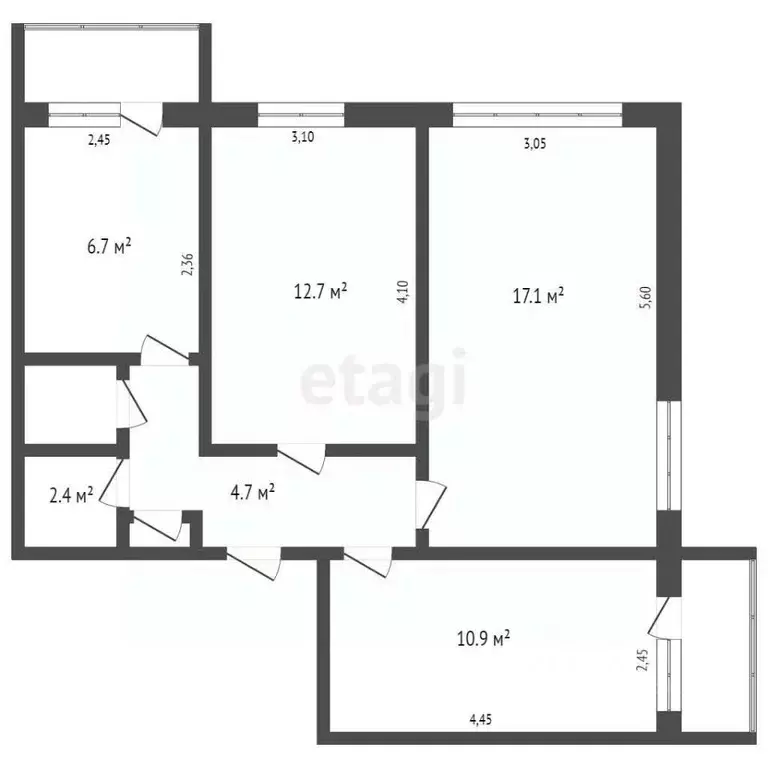 3-к кв. Кемеровская область, Кемерово бул. Строителей, 1 (58.2 м) - Фото 1