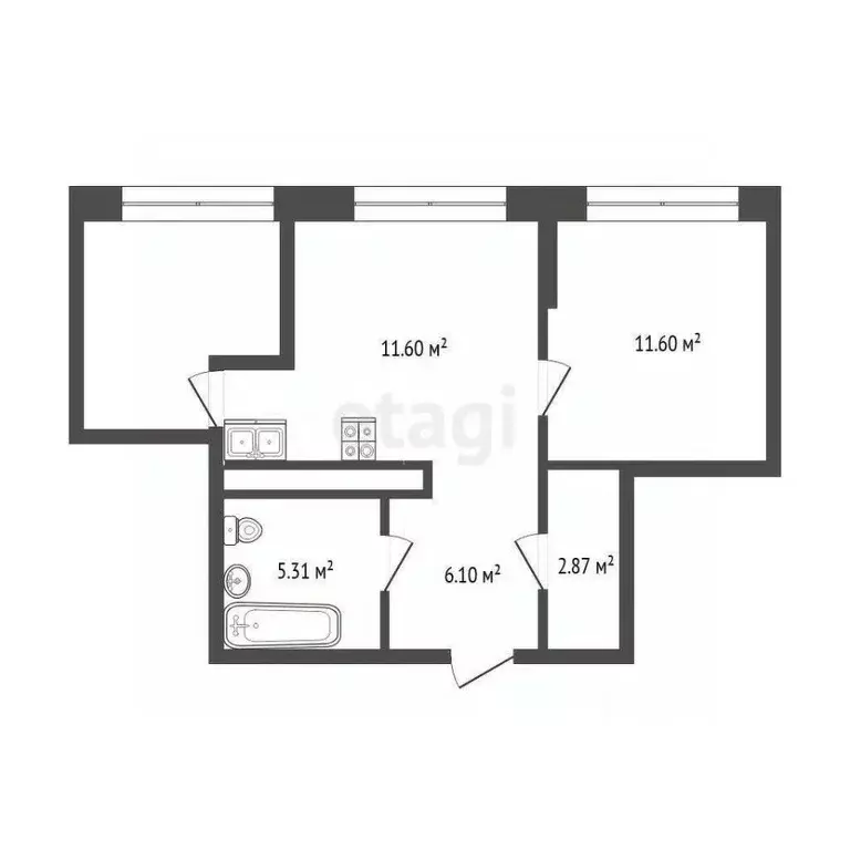 2-к кв. Тюменская область, Тюмень ул. Тимофея Чаркова, 87 (48.1 м) - Фото 0