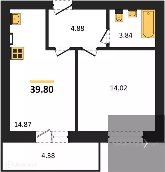 Продаётся 1-к квартира, 39.8 м - Фото 0