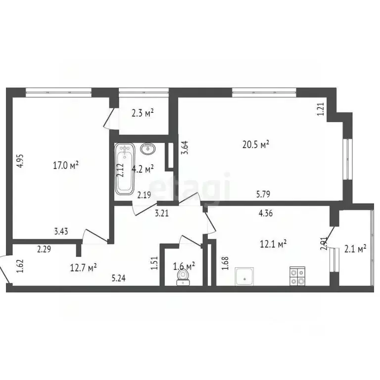 2-к кв. Ростовская область, Батайск ул. Луначарского, 177Бк2 (80.0 м) - Фото 1