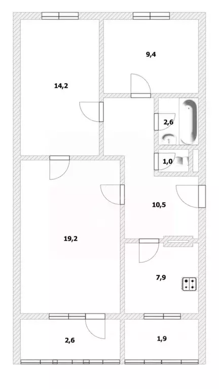 3-к кв. Калининградская область, Калининград ул. Аксакова, 82 (64.8 м) - Фото 2