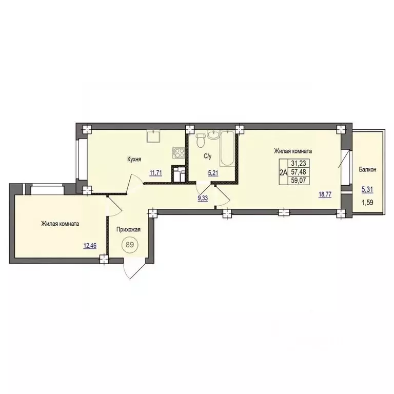 2-к кв. Псковская область, Псковский район, Завеличенская волость, д. ... - Фото 1