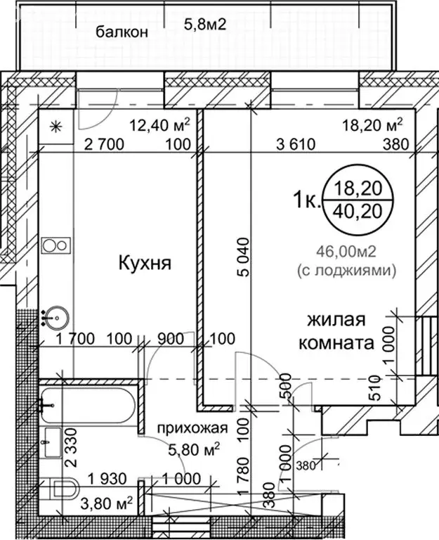 1-комнатная квартира: Новосибирск, Золотистый переулок, 2 (40.2 м) - Фото 0