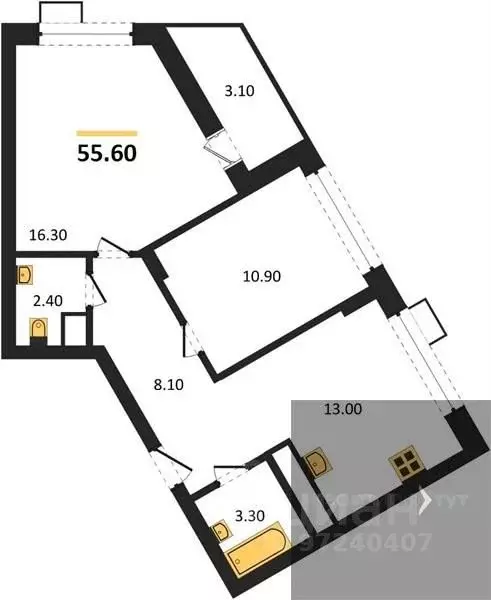2-к кв. Воронежская область, Воронеж бул. Содружества, 6 (55.6 м) - Фото 0