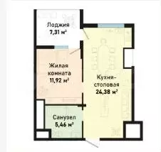 1-к. квартира, 46,6 м, 11/12 эт. - Фото 1