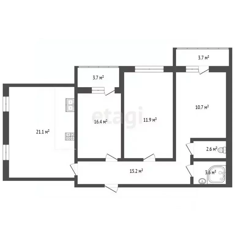 3-к кв. Чувашия, Чебоксары бул. Солнечный, 20 (82.9 м) - Фото 2