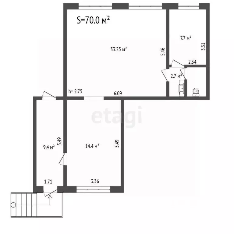 Торговая площадь в Омская область, Омск ул. Кирова, 47 (70 м) - Фото 1