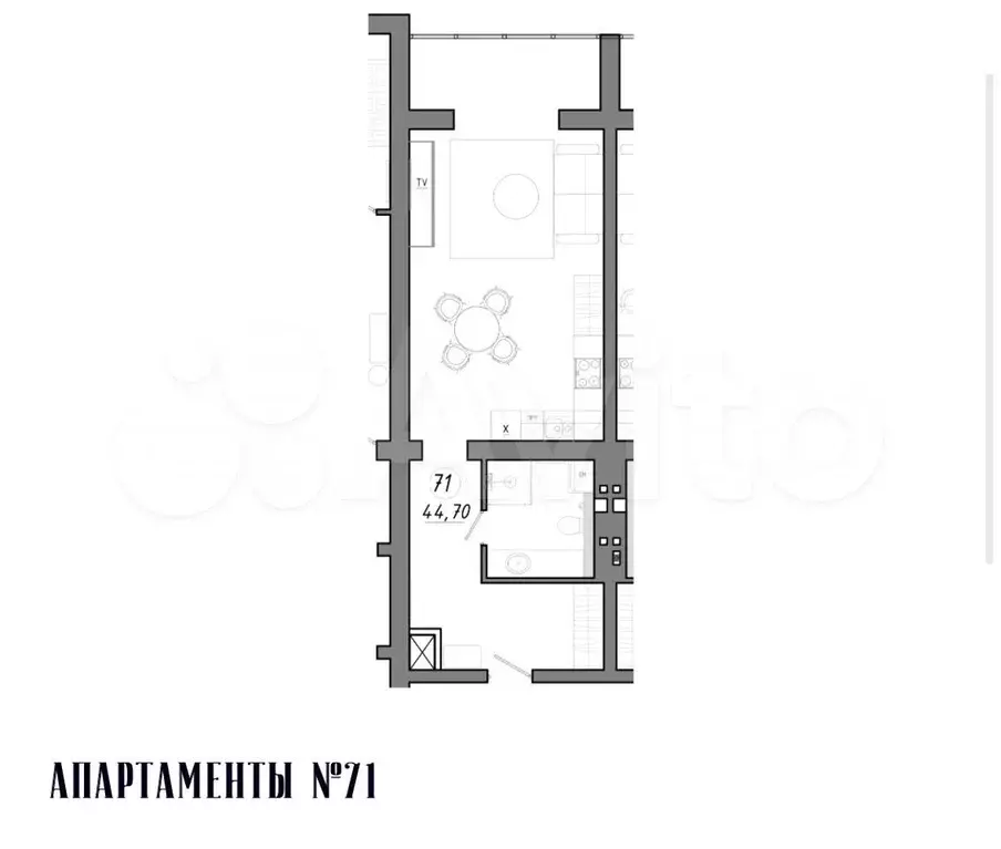 Апартаменты-студия, 45 м, 4/5 эт. - Фото 1