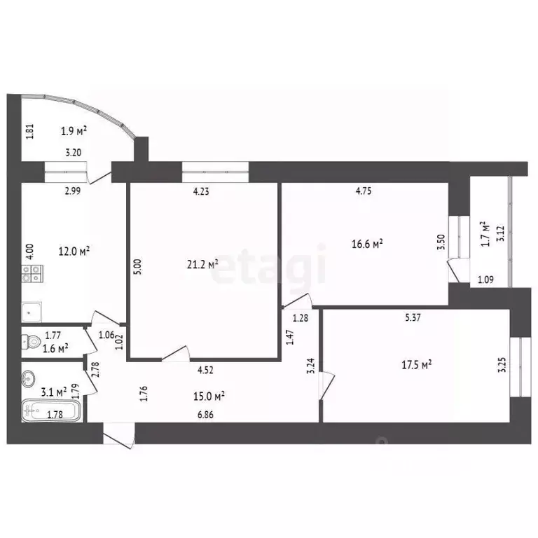 3-к кв. Забайкальский край, Чита Октябрьский мкр, 7 (87.7 м) - Фото 2