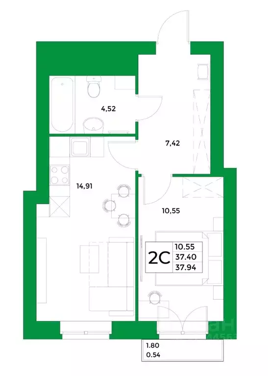 1-к кв. Башкортостан, Уфимский район, Зубовский сельсовет, с. Зубово ... - Фото 1