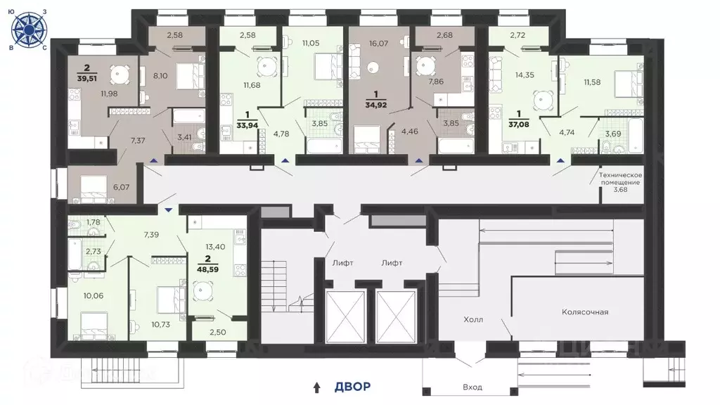 1-к кв. Рязанская область, Рязань ул. Семчинская, 11к2 (37.08 м) - Фото 1