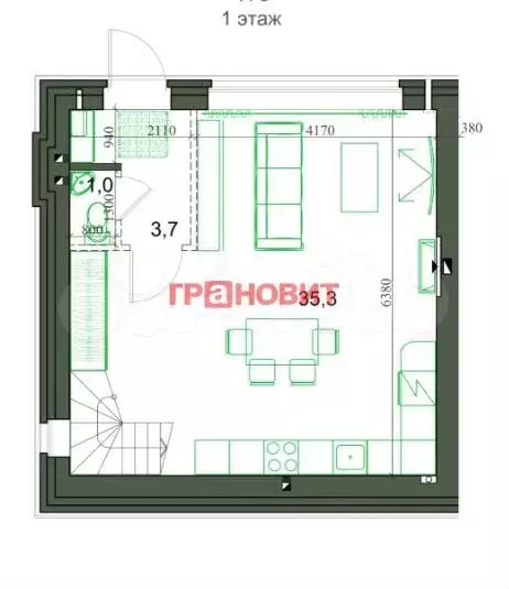 2-к. квартира, 76,5 м, 1/2 эт. - Фото 1