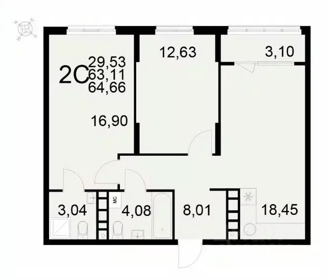2-к кв. Рязанская область, Рязань ул. Бирюзова (64.66 м) - Фото 1