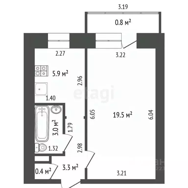 1-к кв. Башкортостан, Стерлитамак просп. Октября, 43 (32.1 м) - Фото 2