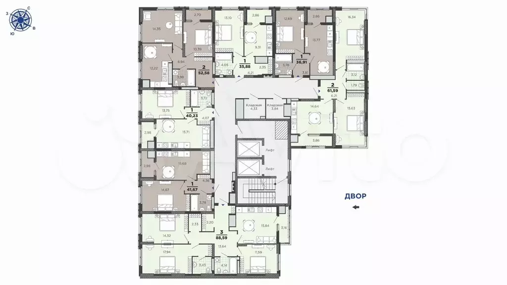 1-к. квартира, 35,9 м, 19/25 эт. - Фото 1