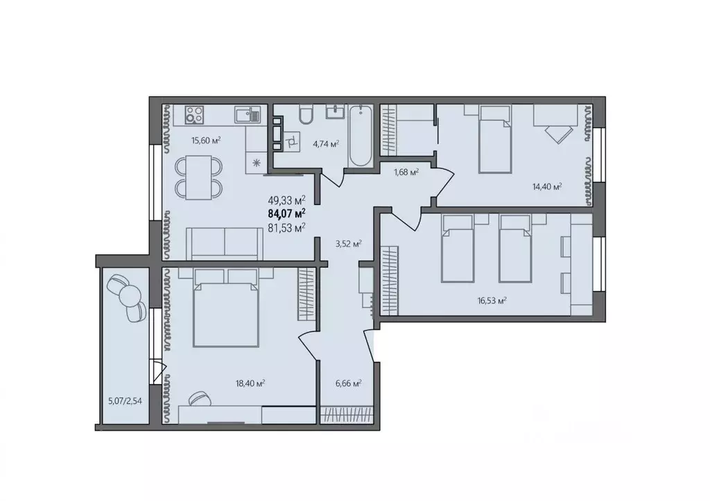 2-к кв. Челябинская область, Челябинский городской округ, пос. ... - Фото 1