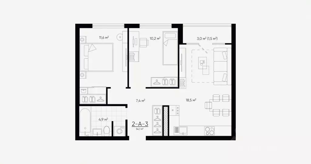 2-к кв. Свердловская область, Екатеринбург Академический мкр, 20-й ... - Фото 2