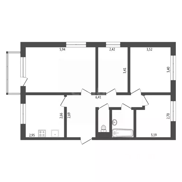 4-к кв. Амурская область, Благовещенск ул. Василенко, 11 (70.2 м) - Фото 2