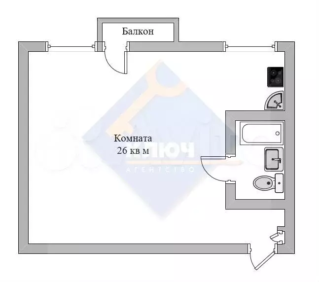 Квартира-студия, 26 м, 7/9 эт. - Фото 0