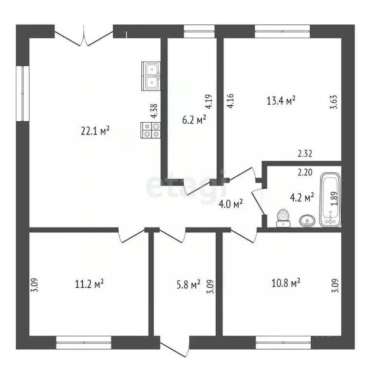 Дом в Тюменская область, Тюменский район, д. Ушакова  (83 м) - Фото 1