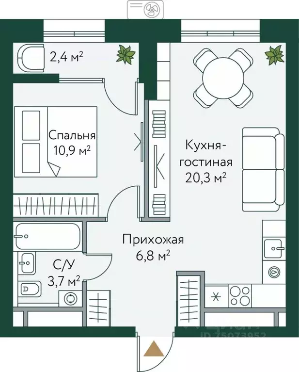 1-к кв. Волгоградская область, Волгоград Новосибирская ул., 74 (44.1 ... - Фото 0