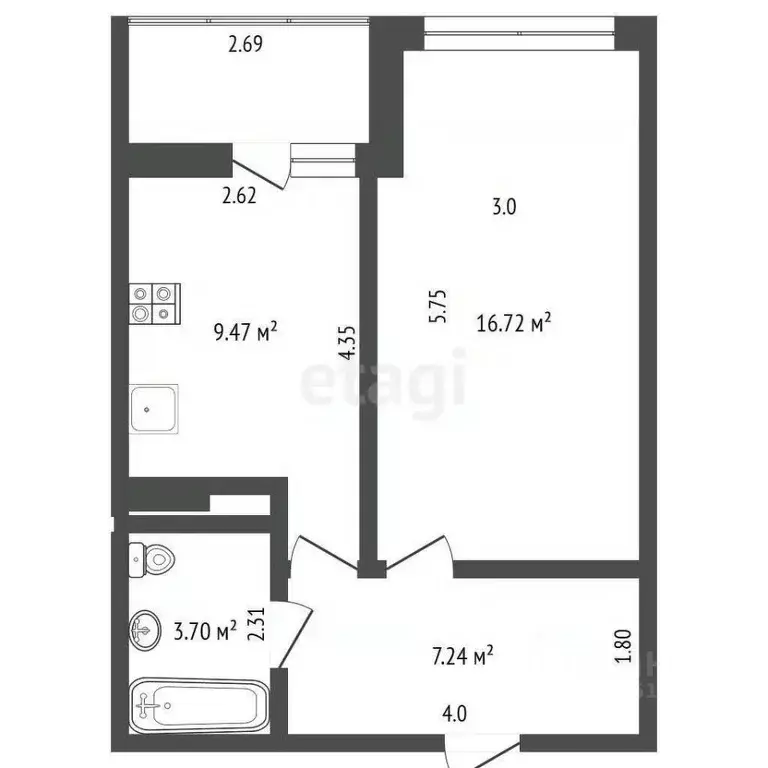 1-к кв. Ростовская область, Батайск ул. Клары Цеткин, 176А (38.8 м) - Фото 1