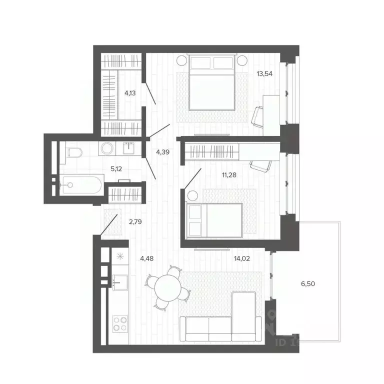 2-к кв. Алтайский край, Барнаул Жилплощадка мкр,  (66.24 м) - Фото 1