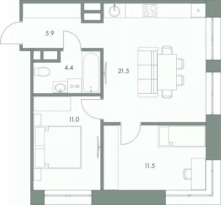 2-к кв. Ханты-Мансийский АО, Ханты-Мансийск Красноармейская ул., 45 ... - Фото 0