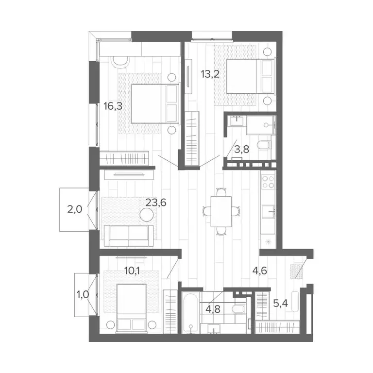 4-к кв. Алтайский край, Барнаул тракт Змеиногорский, 35Б (84.8 м) - Фото 0