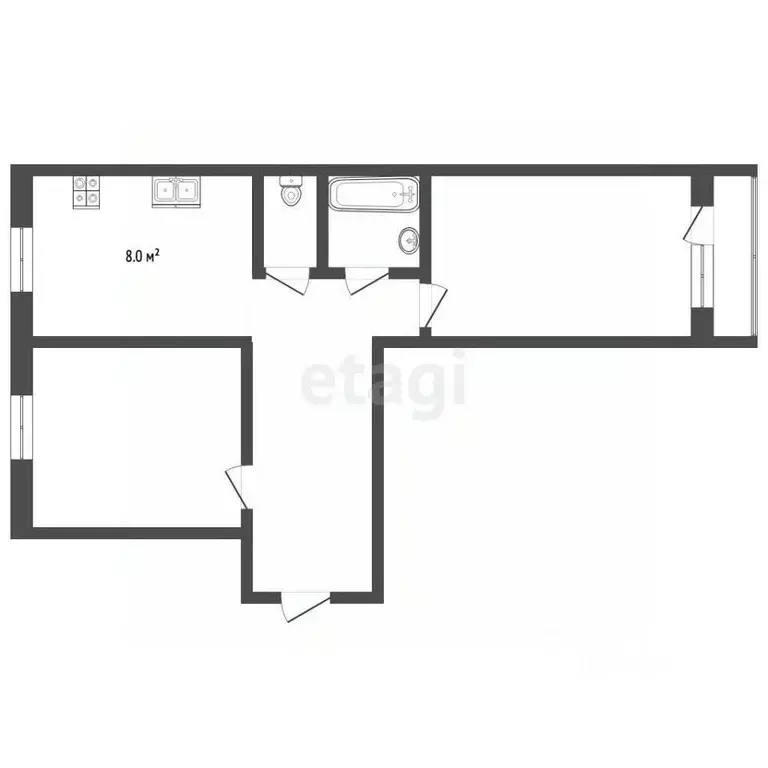 2-к кв. Ямало-Ненецкий АО, Муравленко ул. 70 лет Октября, 16 (50.8 м) - Фото 1