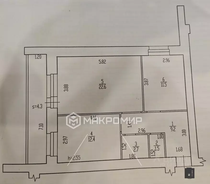 2-к кв. Брянская область, Брянск Бежицкая ул., 1к9 (59.9 м) - Фото 2