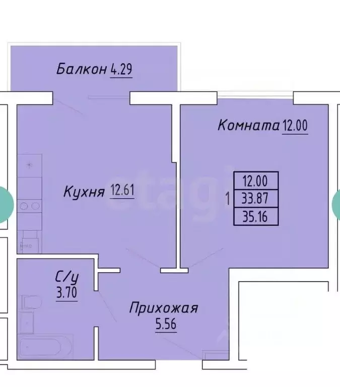 1-к кв. Крым, Судак ул. Айвазовского, 8 (35.16 м) - Фото 2