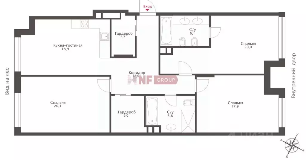 4-к кв. Москва Жилой комплекс остров, 4-й кв-л,  (112.0 м) - Фото 2