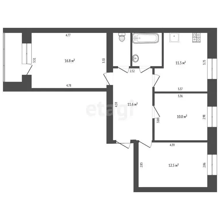 3-комнатная квартира: Вологда, микрорайон Прилуки, Колхозная улица, ... - Фото 1