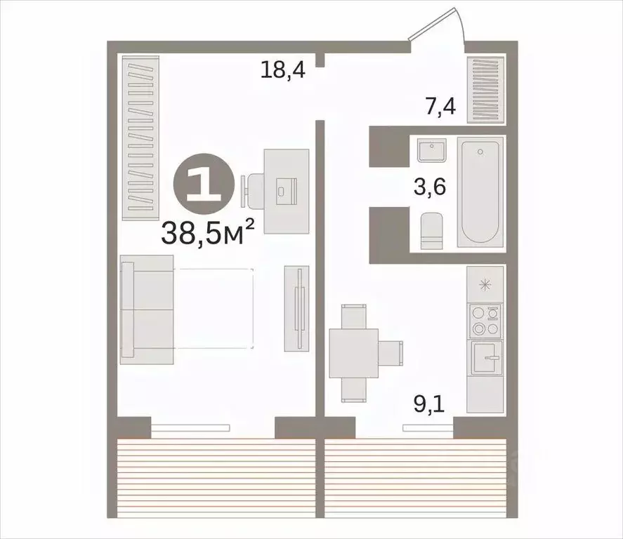 1-к кв. Ивановская область, Иваново ул. Парижской Коммуны, 48 (38.5 м) - Фото 2