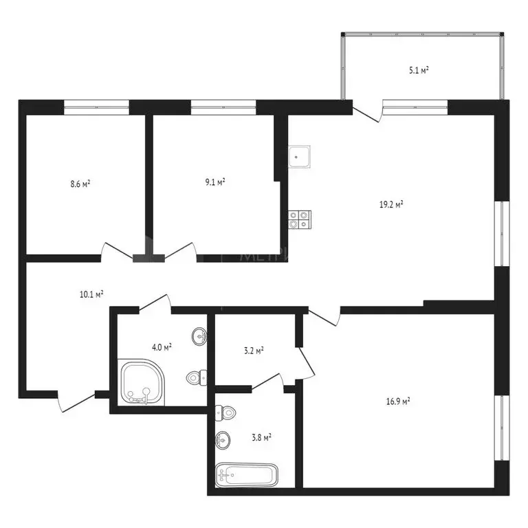 4-комнатная квартира: Тюмень, Профсоюзная улица, 59 (83 м) - Фото 0