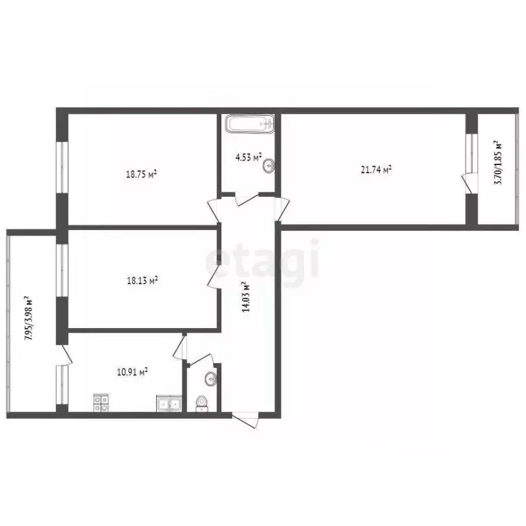 3-к кв. Вологодская область, Вологда Белозерское ш., 10 (96.0 м) - Фото 2