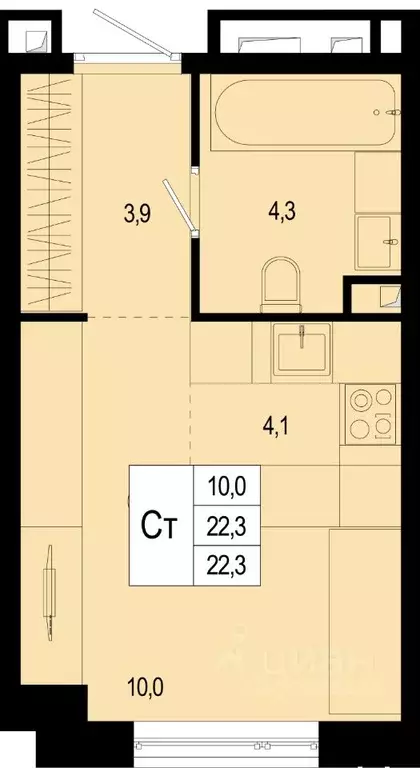 Студия Московская область, Подольск городской округ, д. Борисовка ... - Фото 1