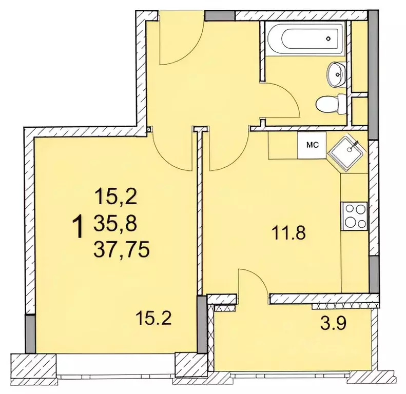 1-к кв. Московская область, Королев Первомайский мкр, Советская ул., ... - Фото 2