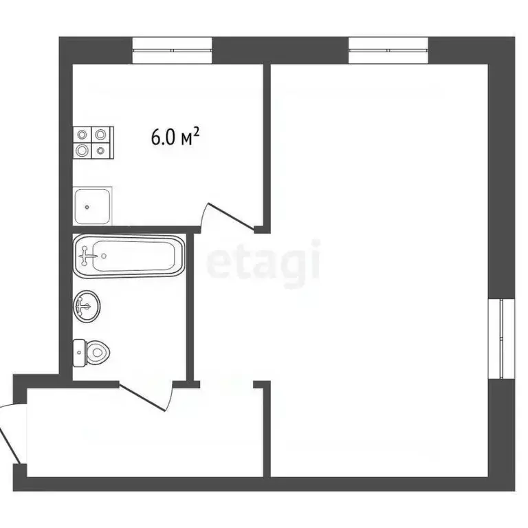 1-к кв. Вологодская область, Вологда ул. Горького, 89 (31.4 м) - Фото 2