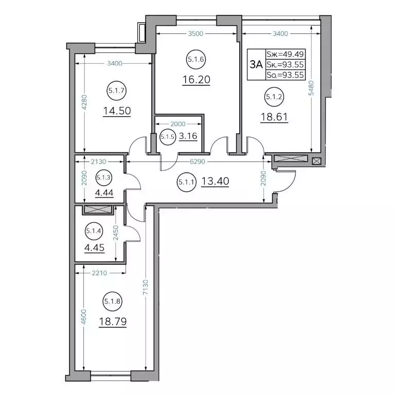 3-комнатная квартира: Казань, улица Генерала Ерина, 5Д (93.4 м) - Фото 1