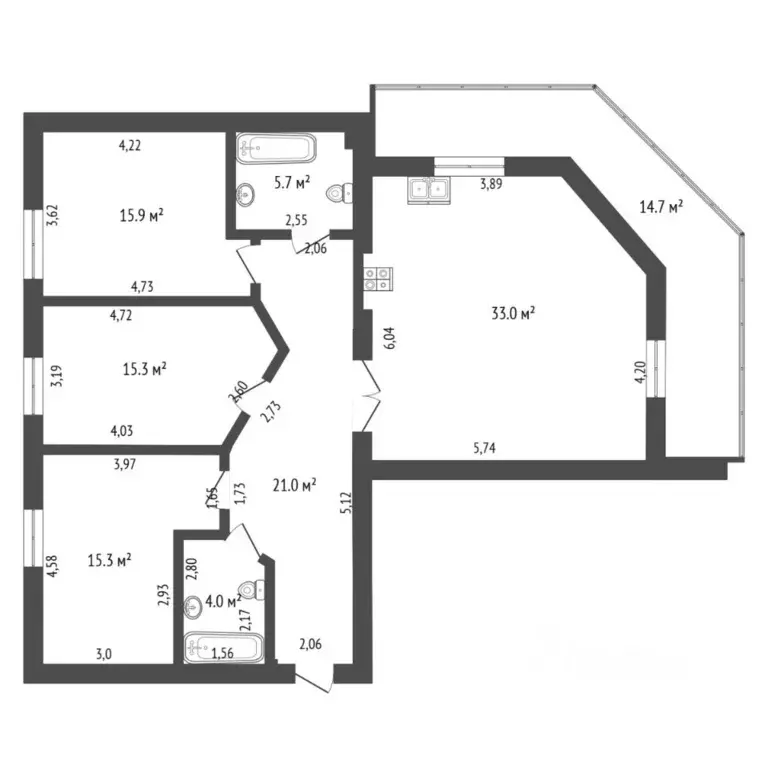 3-к кв. Тюменская область, Тюмень ул. Герцена, 82/1 (110.2 м) - Фото 2