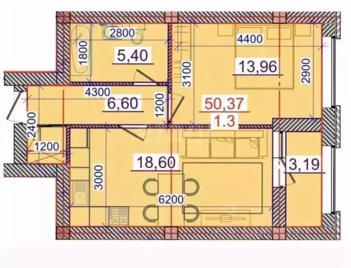 1-к кв. Северная Осетия, Владикавказ ул. Куйбышева, 77В (50.0 м) - Фото 1