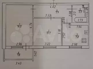 2-к. квартира, 41,6 м, 1/9 эт. - Фото 0