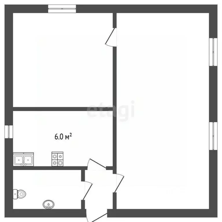 2-к кв. Крым, Бахчисарай ул. Ленина, 30А (34.3 м) - Фото 1